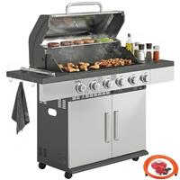 Outsunny 6 Burner Liquid Propane Gas BBQ Grill, Portable Gas Barbecue Grill