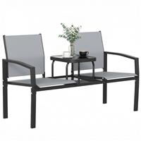 Outsunny Garden Love Seat with 2-Tier Table, 2 Seater Jack & Jill Loveseat