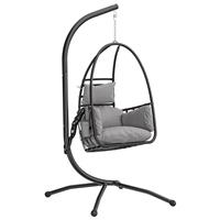 Outsunny Hanging Egg Chair, Swinging Hammock Chair with Stand, Dark Grey