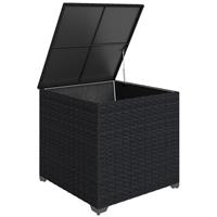 Outsunny 253L Garden Storage Box, Rattan Deck Box with Zipped Liner, Black