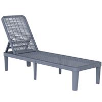 Outsunny Plastic Sun Lounger, 4-Position Garden Lounger Sun bed, Dark Grey