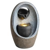 Outsunny Water Feature with 2-Tier Bowls, Pump and LED Lights