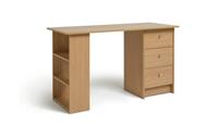 Malibu 3 Drawer Office Desk Oak Effect Compact Study Table