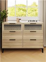 Ezra 3+3 Drawer Chest Oak Storage Organiser Bedroom Furniture