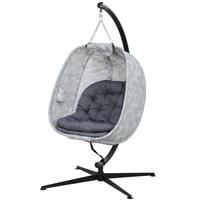 Outsunny Hanging Egg Chair Outdoor Indoor Swing Chair Folding Basket Refurbished
