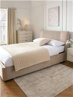 Serenity End Lift Up Storage Ottoman King Bed Natural Fabric Bedroom UK