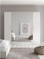 Prague 5 Door Mirrored Wardrobe White Ash Elegant and Spacious Bedroom Storage