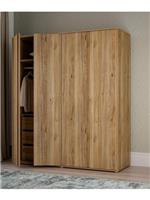 Lisson 4 Door Wardrobe with Internal Chest of Drawers - New Oak