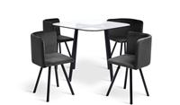 Elsie Black Dining Table & 4 Charcoal Chairs