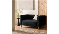 Moda Fabric 2 Seater Sofa Black Modern Living Room Furniture Comfort