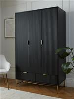 Cora 3 Door, 2 Drawer Wardrobe Black/Brass Stylish Bedroom Furniture