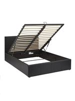 Marston Faux Leather End Lift Up Storage Ottoman Double Bed 4ft6 Black & Bedroom