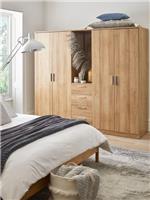 Panama 4 Door, 4 Drawer Combi Fitment Wardrobe with Mirror Oak Modern Bedroom