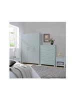 Rio 4 Piece Package - 3 Door Wardrobe, 5 Drawer Chest and 2 Bedside Chests Grey