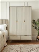 Cora 3 Door 2 Drawer Wardrobe Ivory & Brass Stylish Bedroom Furniture