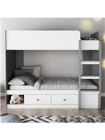 Peyton Storage Bunk Bed White Grey Kids Childrens Single Space Saving Furniture