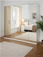 Palma 5 Door Wardrobe White | Mirrored Doors | 202cm Wide Storage
