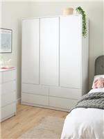 Bailey Kids 3 Door 4 Drawer Wardrobe White Childrens Bedroom Storage