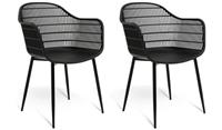 Serpa Set of 2 Plastic Garden Chairs - Black