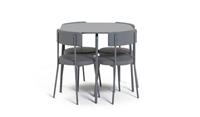 Jayla Metal Grey Dining Table & 4 Grey Chairs