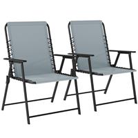Outsunny Folding Garden Chairs, Outdoor Chairs Set of 2, Light Grey, Refurbished
