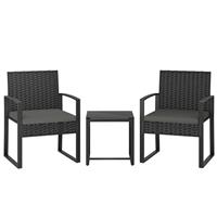 Outsunny Rattan Bistro Set, 3 PCS Garden Furniture w/ Cushion, Grey, Refurbished