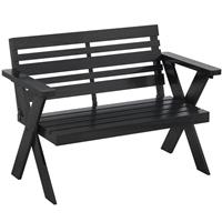 Outsunny 2 Seater Wood Garden Bench, Slatted Patio Bench w/ Armrest Refurbished