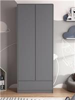 Bailey 2 Door 1 Drawer Wardrobe Grey Storage Organiser Bedroom