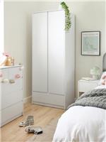 Bailey Kids 2 Door 1 Drawer Wardrobe White Childrens Bedroom Storage