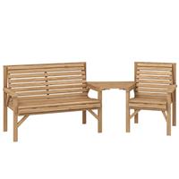 Outsunny Wood Garden Furniture Set w/ Parasol Hole, Detachable Table Refurbished
