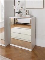 Palma Mirrored 5 Drawer Chest White For Small Spaces Easy Assembly
