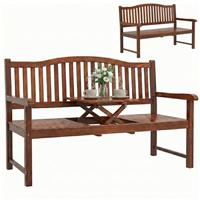 Outsunny Wood Garden Loveseat Bench w/ Liftable Table, Cover, Brown, Refurbished