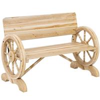 Outsunny Wooden Garden Bench Outdoor Loveseat with High Back, Refurbished