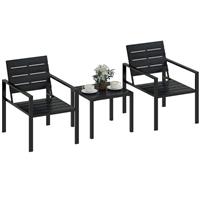 Outsunny 3 Pcs Garden Bistro Set for 2 Outdoor Bistro Table & Chairs Refurbished