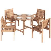 Outsunny Garden Dining Set, Round Table and Chairs w/ Parasol Hole, Refurbished