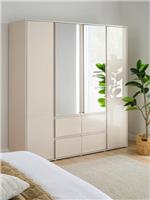 Layton Gloss 4 Door 4 Drawer Combi Wardrobe Oatmeal Modern High Gloss