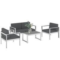 Outsunny 4 Seater Aluminium Garden Furniture Sofa Set w/ Cushions Refurbished