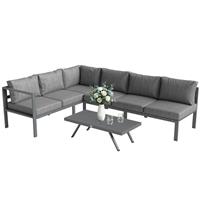 Outsunny Patio Furniture Set Adjustable Backrest L-Shaped Dark Grey Refurbished
