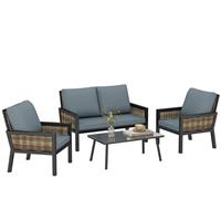 Outsunny Rattan Furniture Set Outdoor Furniture Conversation Set Refurbished
