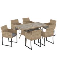 Outsunny Rattan Garden Furniture Set Rattan Table &Chairs w/Cushions Refurbished