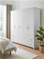 Ely 5 Door 4 Drawer Wardrobe White Storage Organiser Bedroom Furniture
