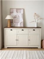 New Devon 3 Door 3 Drawer Sideboard - Ivory & Walnut | Cottage Style | Panelled