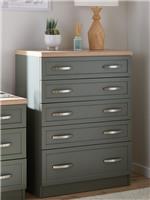 Camberley Graduated 5 Drawer Chest Green Wood Effect Modern