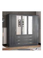 Camberley 5 Door 3 Drawer Mirrored Wardrobe Dark Oak Modern Storage Bedroom
