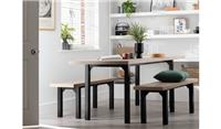 Zayn Non-Extend Birch Dining Table & 2 Birch Benches Dining Set