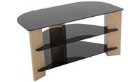 AVF Up To 42 Inch TV Stand Black Glass Oak Effect With Shelves UK