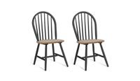 Burford Pair of Solid Wood Dining Chairs - Dark Grey