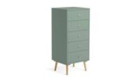 Otto 5 Drawer Tallboy Sage Green Storage Organiser Bedroom Furniture