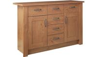 Ohio 2 Door 6 Drawer Sideboard Oak Effect Storage Cabinet Living Room