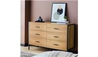 Loft Living 6 Drawer Chest Oak Storage Organiser Bedroom Furniture UK